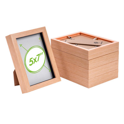 B&Q -  5 X 7" Photo FramesLight Wood3D Photo Frame Picture Frame Box Portrait Display Case (20 X 15Cm) Set Of 5