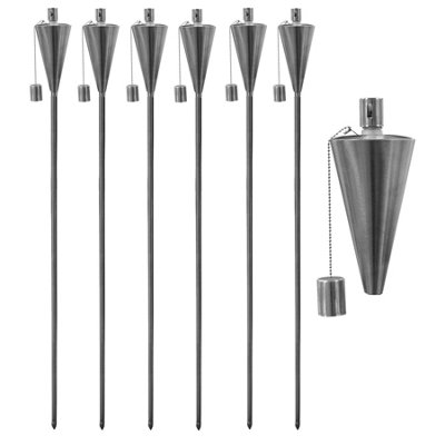 Harbour Housewares Silver 1.46M Stainless Steel Cone Garden Torches - Pack Of 6 - Image 4