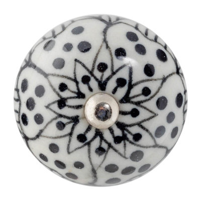 Nicola Spring Round Ceramic Cabinet KnobWhite Rose from B&Q