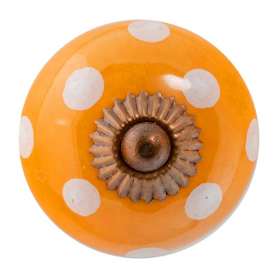 Nicola Spring Round Ceramic Cabinet KnobOrange Spot from B&Q