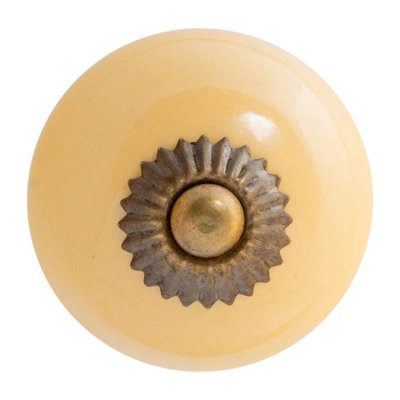 Nicola Spring Round Ceramic Cabinet KnobYellow from B&Q