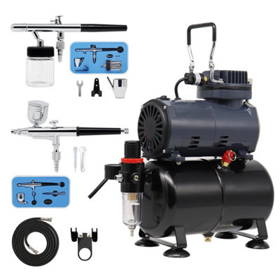 Switzer Airbrush Kit Air Compressor With Tank Nail Tattoo Art Brush Spray Set Home Diy from B&Q