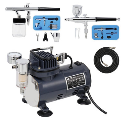B&Q -  Airbrush With CompressorDouble Action Air Brush Spray Kit Grey