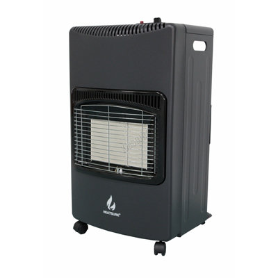 B&Q -  Gas Heater Indoor Portable Winter Office Home Regulator & Hose 4.2Kw Anti Tilt Adjustable Settings On Wheels
