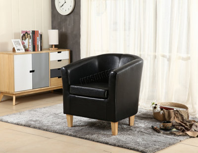 Westwood Luxury Faux Leather Tub Chair Armchair Office Reception Sofa Living Room Black from B&Q