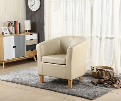 Westwood Luxury Faux Leather Tub Chair Armchair Office Reception Sofa Living Room Ivory from B&Q