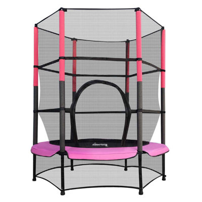 Galactica Mini Trampoline 4.5Ft 55Inch With Safety Net Enclosure Indoor Outdoor Children Activity Junior Trampoline Pink from B&Q