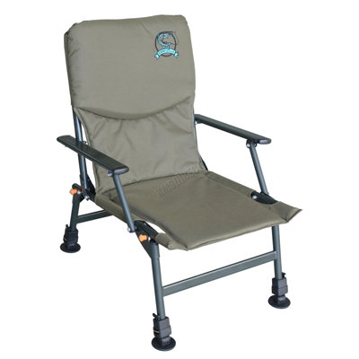 B&Q -  Outdoor Portable Folding Carp Fishing Chair Camping Heavy Duty 4 Adjustable Legs Dark Green Fc-053