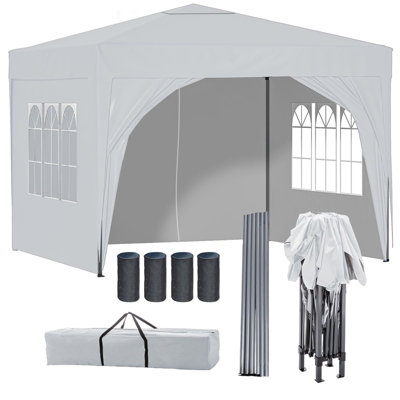 Birchtree Waterproof 3M X 3M Heavy Duty Pop Up Gazebo Marquee Garden Awning Party Tent Canopy 600D Polyester Steel Frame White from B&Q