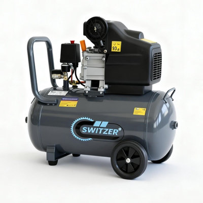 Switzer Air Compressor 50L Litre Ltr Tank 2.5Hp 8 Bar Pressure 230V 50Hz 6.7Cfm With Wheel Handle Grey Ac001 New
