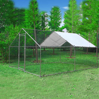 Foxhunter Chicken Run Cage Walk In Coop Poultry Hen Rabbit Kennel Hutch Metal 3X4X2M from B&Q