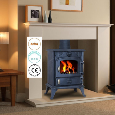 Heatsure Cast Iron Woodburning Multifuel Stove Fireplace Heat Warm Indoor 5Kw from B&Q
