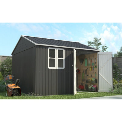 Birchtree 10X8Ft Steel Apex Garden Shed Tool Equipment Organize W/window Door Anthracite from B&Q