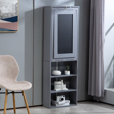 B&Q -  Grey Pull-Down Desk Storage Shelf Convertible Computer Work Table Office Study