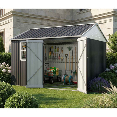 Birchtree 10X10Ft Steel Apex Garden Shed Tool Equipment Organize W/window Door Anthracite from B&Q