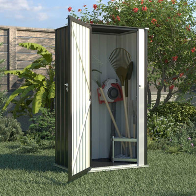 Birchtree Garden Shed Pent Roof 3X3Ft Metal Outdoor Storage Cabinet House Anthracite from B&Q