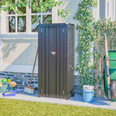 Birchtree Metal Garden Storage Box Shed Outdoor With Shelves Cabinet Anthracite from B&Q
