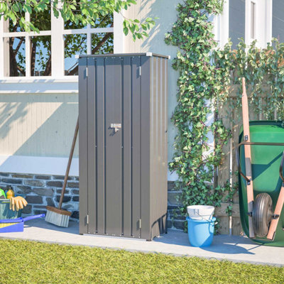 Birchtree Metal Garden Storage Box Shed Outdoor With Shelves Cabinet Patio Grey from B&Q