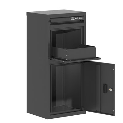 Birchtree Grey Lockable Parcel Drop Box 101Cm Secure Outdoor Metal Delivery Box Large B&Q