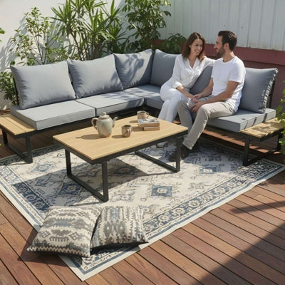 Birchtree Grey 5-Seater Garden Furniture Set Corner Sofa Conversation Set W/Coffee Table B&Q