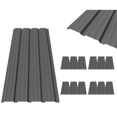 Birchtree Roof Sheets 12X Corrugated Garage Carport Shed Metal Roofing Panels Grey from B&Q