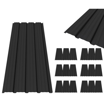 Birchtree Roof Sheets 18X Corrugated Garage Carport Shed Metal Roofing Panels Black from B&Q