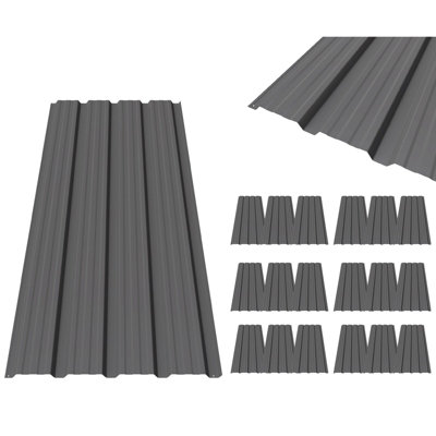 Birchtree Roof Sheets 18X Corrugated Garage Carport Shed Metal Roofing Panels Grey from B&Q