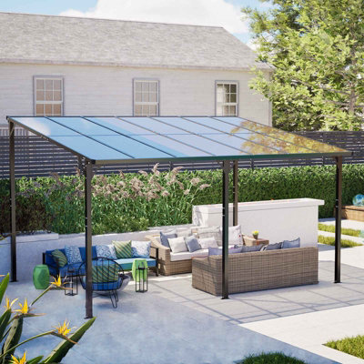Birchtree 3X4M 10X14Ft Lean To Pergola W/ Roof Wall Mounted Gazebo from B&Q