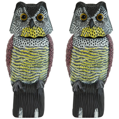 2 X Woodside Large Realistic Owl Decoy With Rotating Head Bird / Pigeon / Crow Scarer from B&Q