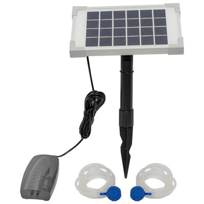 B&Q -  Solar Powered Oxygenator Pond Water Oxygen Pump 2 Air Stone Aerator
