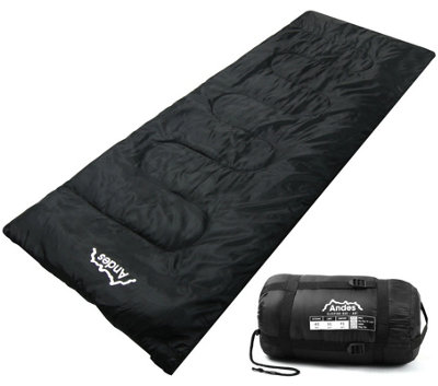 Andes Palermo 250 2 Season Envelope Rectangle Camping Sleeping BagBlack from B&Q
