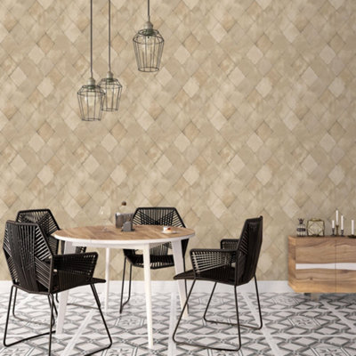 B&Q -  Kitchen Recipes Beige Harlequin Smooth Wallpaper