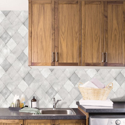 B&Q -  Kitchen Recipes Silver Grey Harlequin Smooth Wallpaper