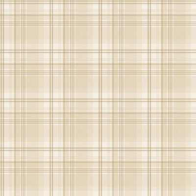 B&Q -  Kitchen Recipes Beige Plaid Smooth Wallpaper