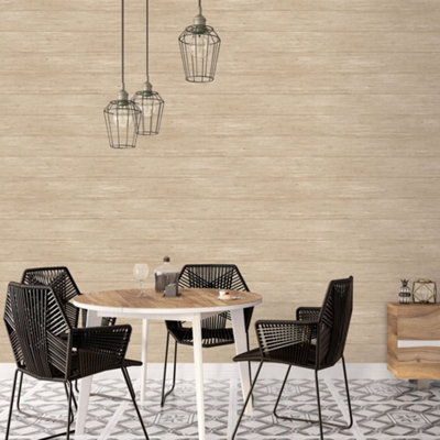 B&Q -  Kitchen Recipes Beige Barnboard Smooth Wallpaper