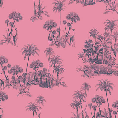 Galerie Ted Baker Fantasia Pink Laurel Safari Tree Wallpaper Roll from B&Q