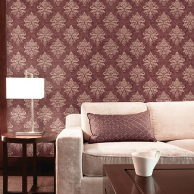 Galerie Nordic Elements Red Damask Medallion Wallpaper Roll from B&Q