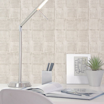 Galerie Grunge Beige Grey Steel Plates Smooth Wallpaper from B&Q