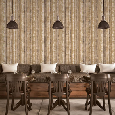 Galerie Grunge Gold Brown Industrial Sheet Smooth Wallpaper from B&Q