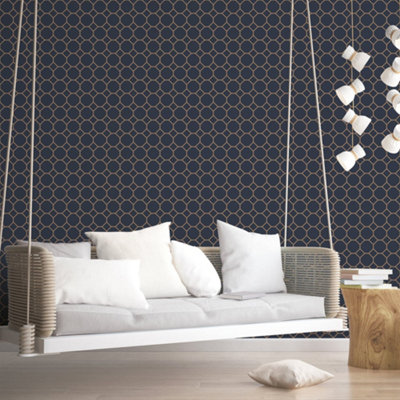 Galerie Just Kitchens Blue Bee Hive Wallpaper Roll from B&Q