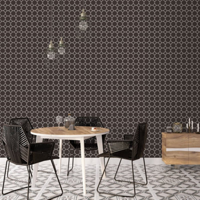Galerie Just Kitchens Black Bee Hive Wallpaper Roll from B&Q