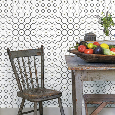 Galerie Just Kitchens White Bee Hive With Bees Wallpaper Roll from B&Q