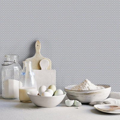 Galerie Just Kitchens Blue Leaf Dot Spot Wallpaper Roll from B&Q