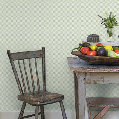 Galerie Just Kitchens Gree Leaf Dot Spot Wallpaper Roll from B&Q