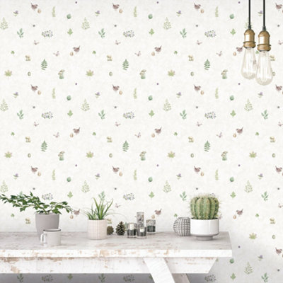 Galerie Just Kitchens Beige Meadow Spot Wallpaper Roll from B&Q