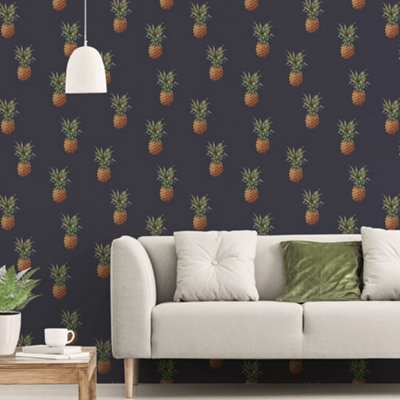 Galerie Just Kitchens Blue Pineapples Motiff Wallpaper Roll from B&Q