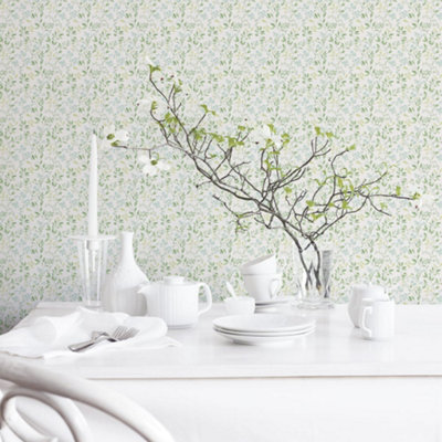Galerie Just Kitchens Green Spring Leaf Trail Wallpaper Roll from B&Q