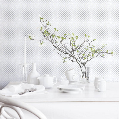 Galerie Just Kitchens Blue Tri Leaf Motif Wallpaper Roll from B&Q