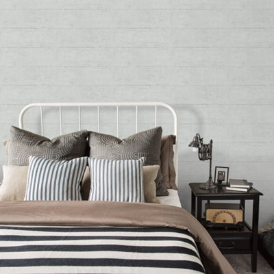 Galerie Nostalgie Silver Grey Concrete Smooth Wallpaper from B&Q