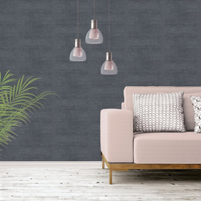 Galerie Nostalgie Silver Grey Concrete Smooth Wallpaper from B&Q